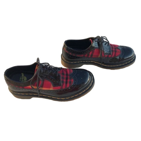 Dr. Martens Black and Red Plaid Brogues - Picture 6 of 11